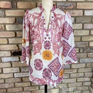 ROBERT GRAHAM linen shimmer paisley medallion tunic